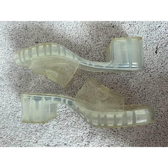 Gucci Size 11 Logo Transparent Clear Chunky Mule Sandals Block Heel Slides - Picture 10 of 16
